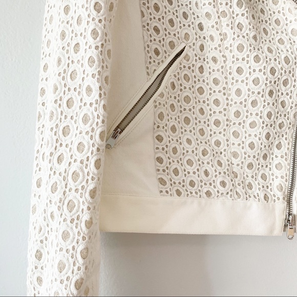 Club Monaco Quilted Lace Cream Jacket 4 - Picture 5 of 11